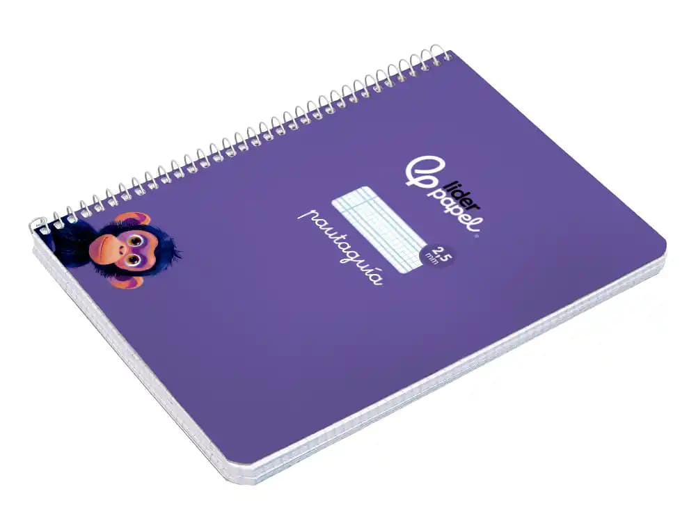 Cuaderno de espiral Liderpapel Pautaguía A5 de tapa blanda, cuadro pautado de 2,5 mm, 40 hojas de 75 g – Lila