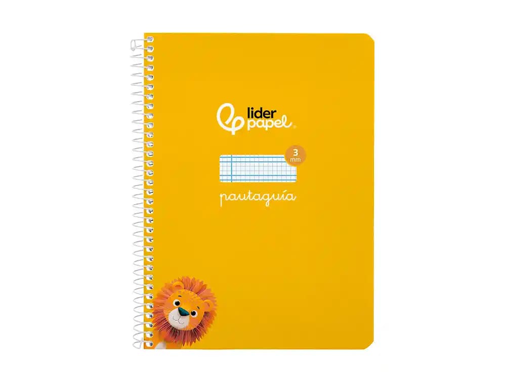 Cuaderno de espiral Liderpapel Pautaguía A5 de tapa blanda, cuadro pautado de 3 mm, 40 hojas de 75 g – Amarillo