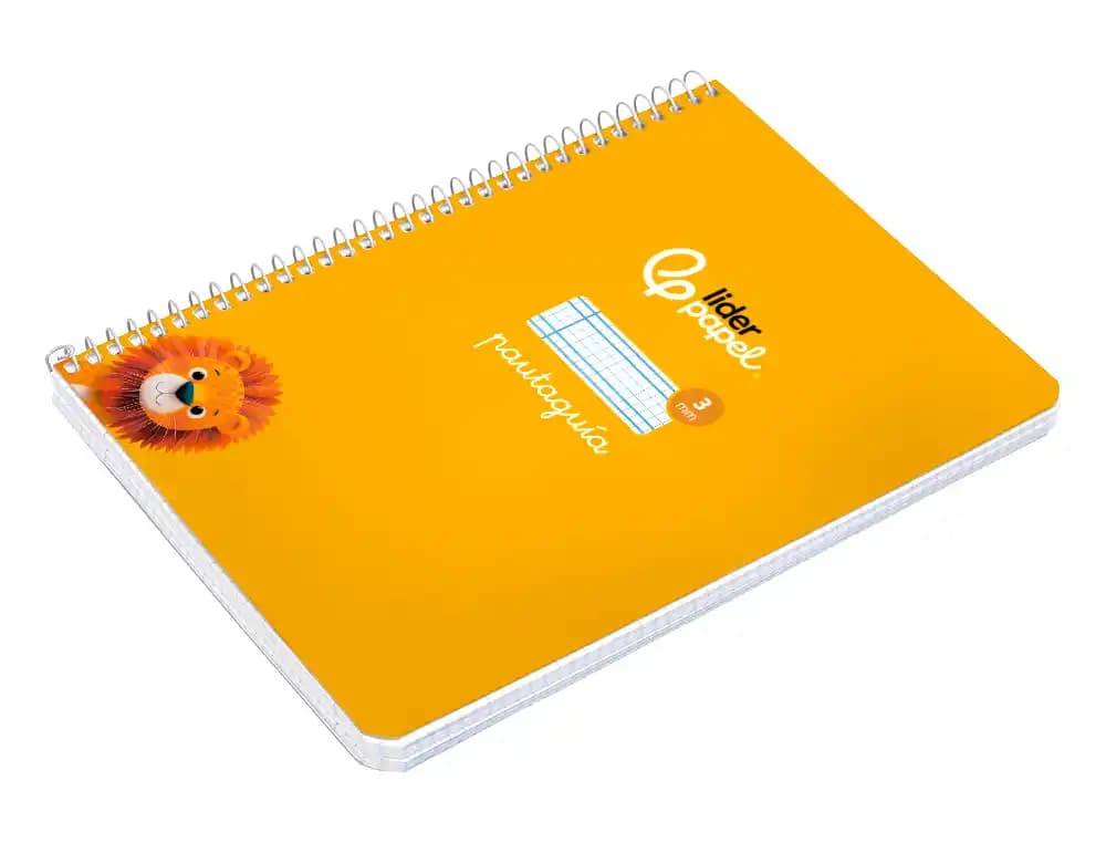 Cuaderno de espiral Liderpapel Pautaguía A5 de tapa blanda, cuadro pautado de 3 mm, 40 hojas de 75 g – Amarillo