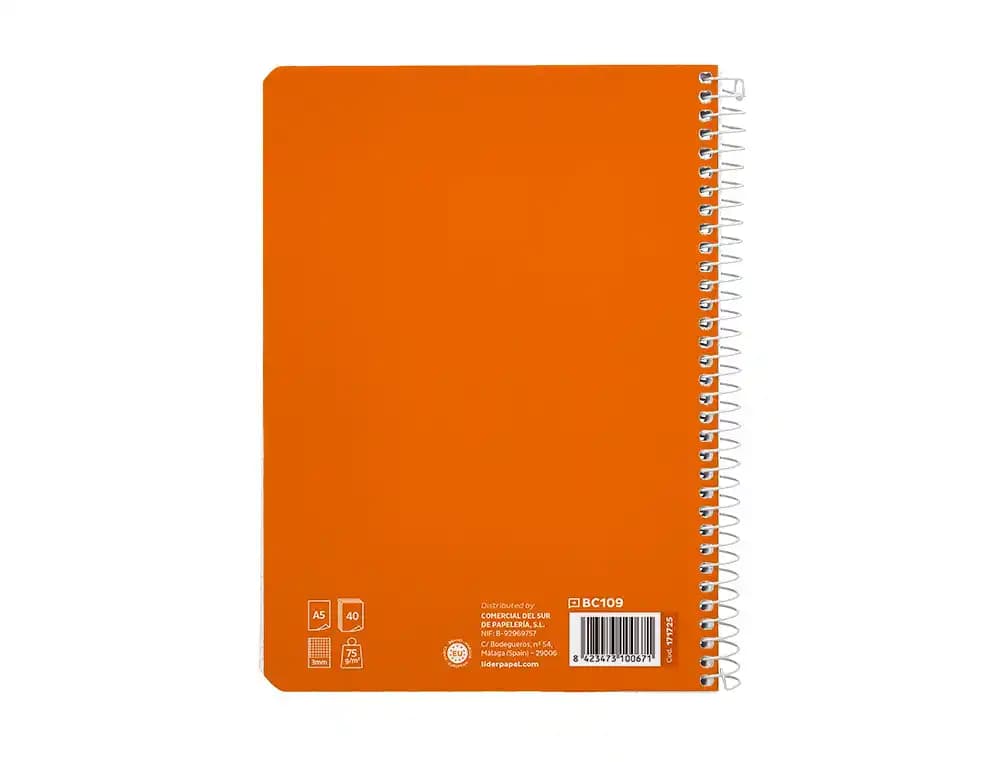 Cuaderno espiral liderpapel a5 pautaguia tapa blanda 40h 75gr cuadro pautado 3mm