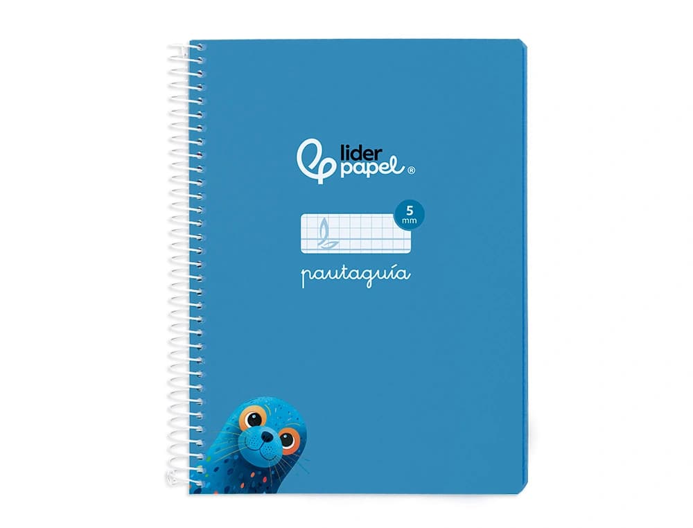 Cuaderno espiral liderpapel a5 pautaguia tapa blanda 40h 75gr cuadro pautado 5mm color azul