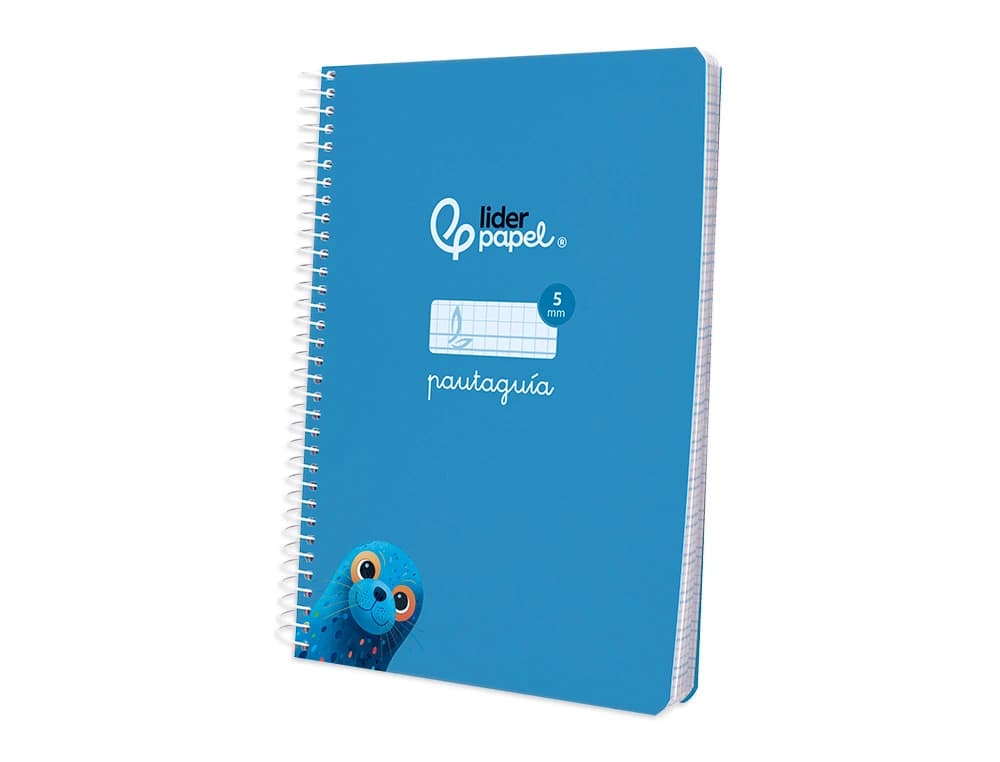 Cuaderno espiral liderpapel a5 pautaguia tapa blanda 40h 75gr cuadro pautado 5mm color azul