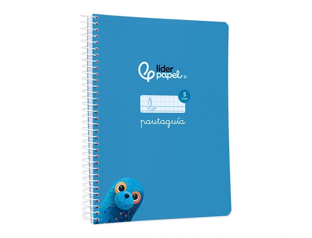 Cuaderno espiral liderpapel a5 pautaguia tapa blanda 40h 75gr cuadro pautado 5mm color azul
