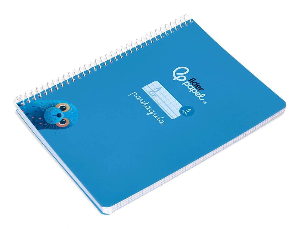 Cuaderno espiral liderpapel a5 pautaguia tapa blanda 40h 75gr cuadro pautado 5mm color azul