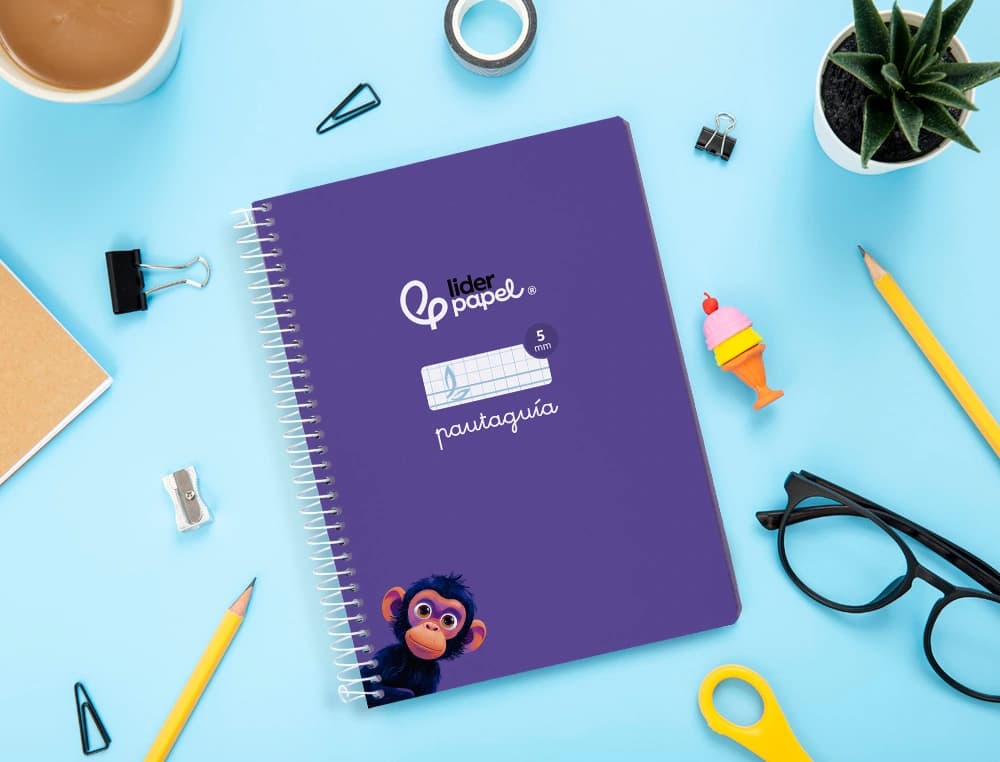 Cuaderno espiral liderpapel a5 pautaguia tapa blanda 40h 75gr cuadro pautado 5mm