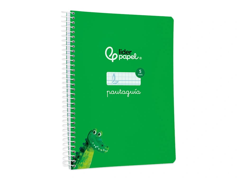 Cuaderno espiral liderpapel din a5 pautaguia tapa blanda 40h 75gr cuadro pautado 5mm color verde