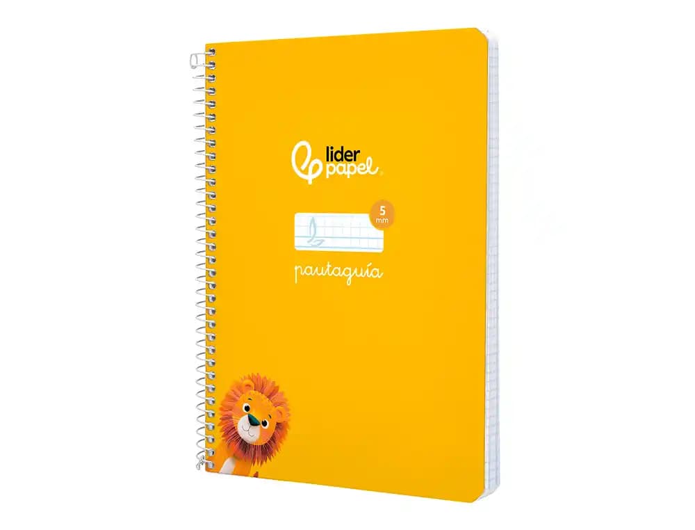 Cuaderno espiral liderpapel a5 pautaguia tapa dura 80h 90 gr cuadro pautado 5mm color amarillo