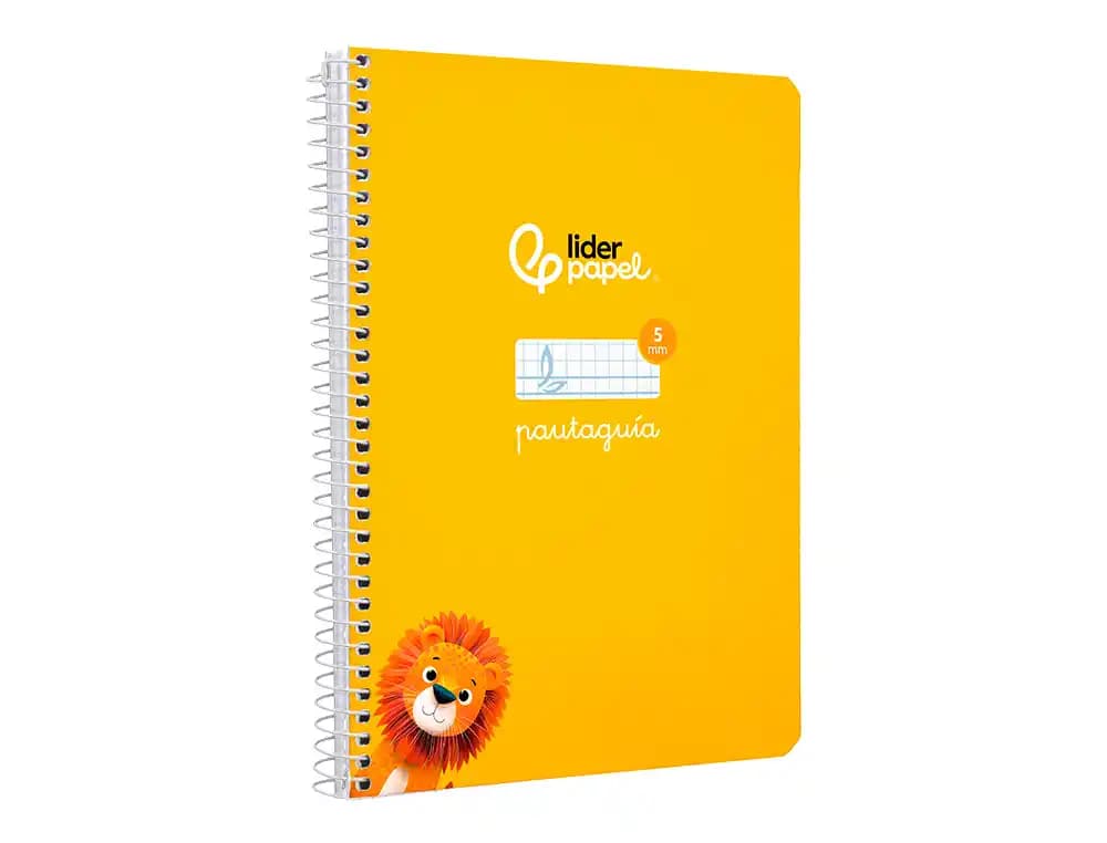 Cuaderno espiral liderpapel a5 pautaguia tapa dura 80h 90 gr cuadro pautado 5mm color amarillo