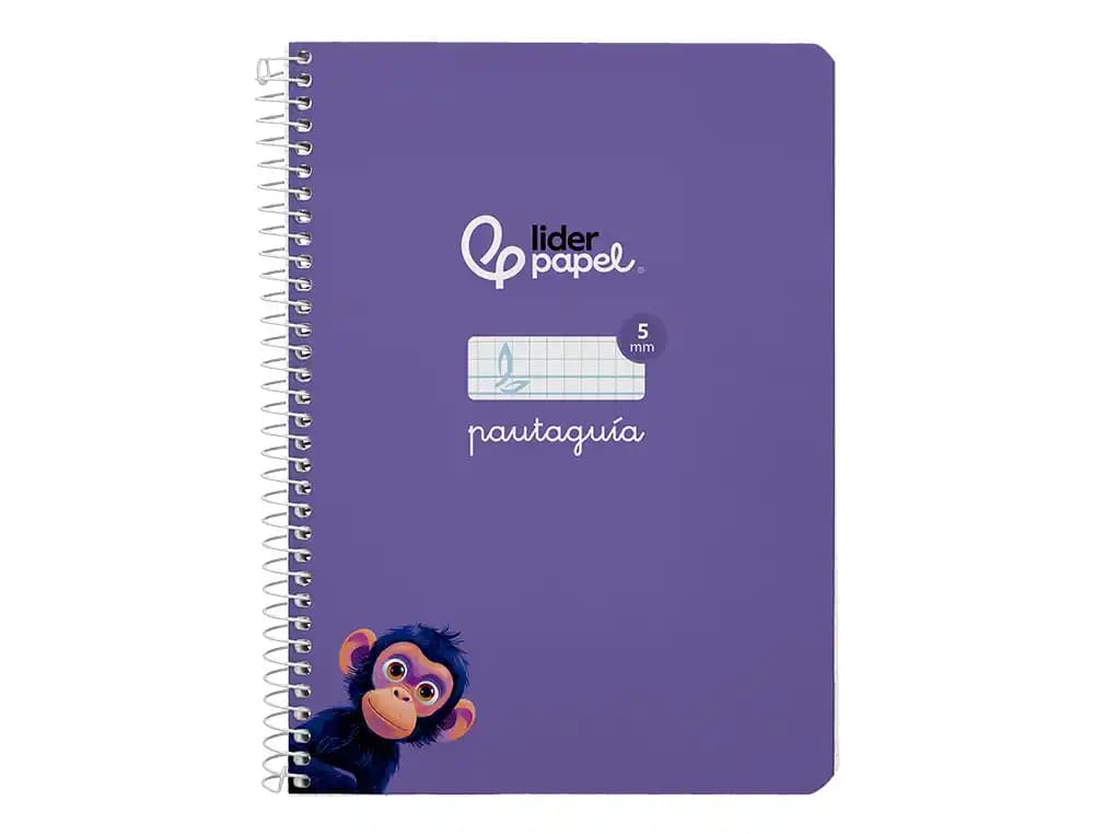 Cuaderno espiral liderpapel a5 pautaguia tapa dura 80h 90gr cuadro pautado 5mm color lila