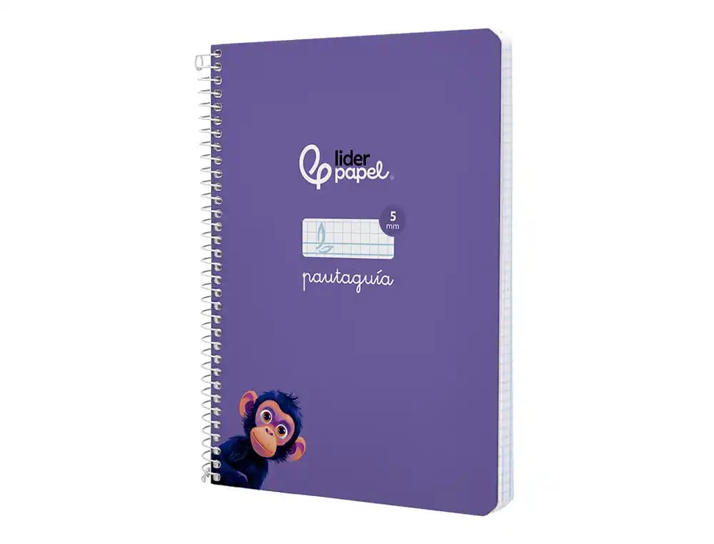 Cuaderno espiral liderpapel a5 pautaguia tapa dura 80h 90gr cuadro pautado 5mm color lila