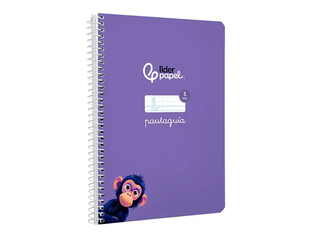 Cuaderno espiral liderpapel a5 pautaguia tapa dura 80h 90gr cuadro pautado 5mm color lila