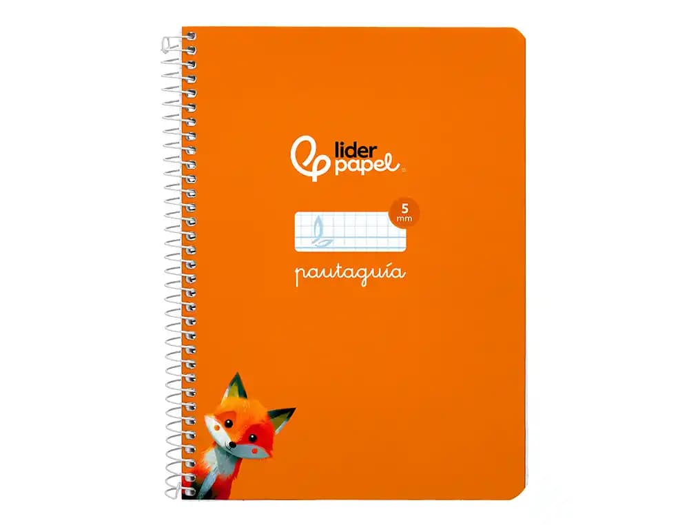 Cuaderno espiral liderpapel a5 pautaguia tapa dura 80h 90 gr cuadro pautado 5mm color naranja