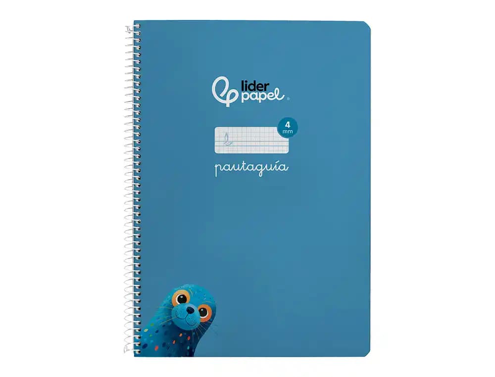 Cuaderno de espiral Liderpapel Pautaguía A4 de tapa blanda, cuadro pautado de 4 mm, 80 hojas de 75 g – Azul