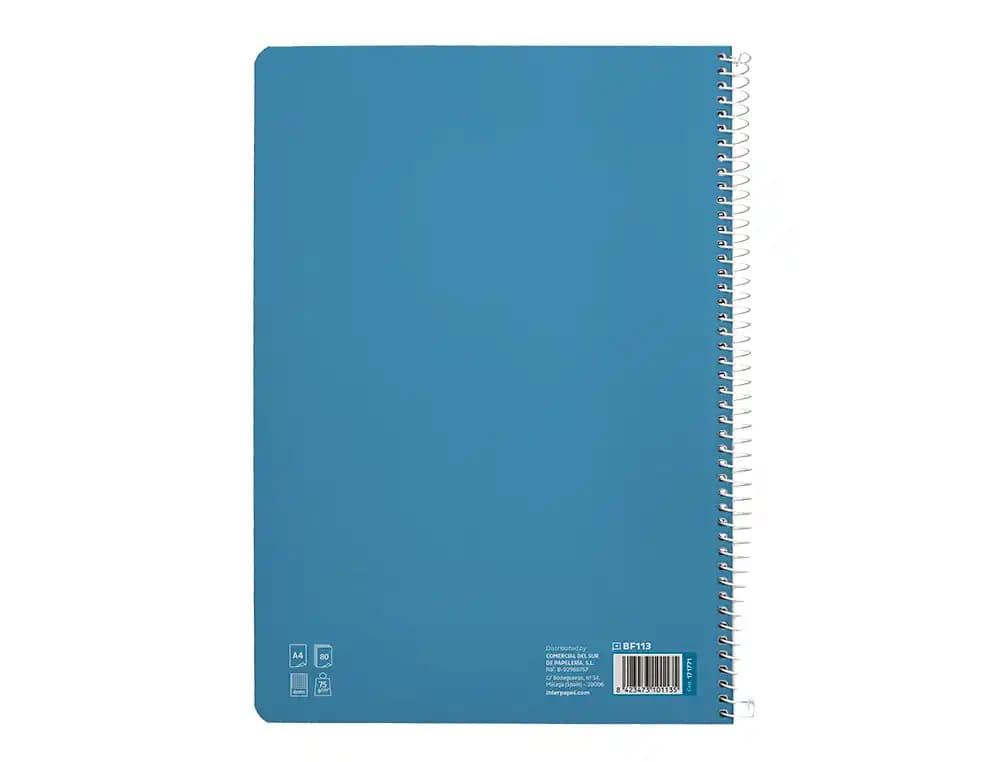 Cuaderno de espiral Liderpapel Pautaguía A4 de tapa blanda, cuadro pautado de 4 mm, 80 hojas de 75 g – Azul