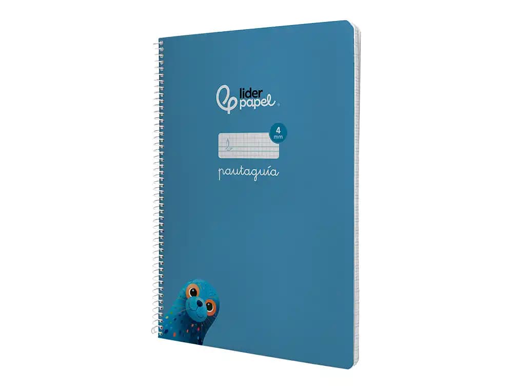 Cuaderno de espiral Liderpapel Pautaguía A4 de tapa blanda, cuadro pautado de 4 mm, 80 hojas de 75 g – Azul