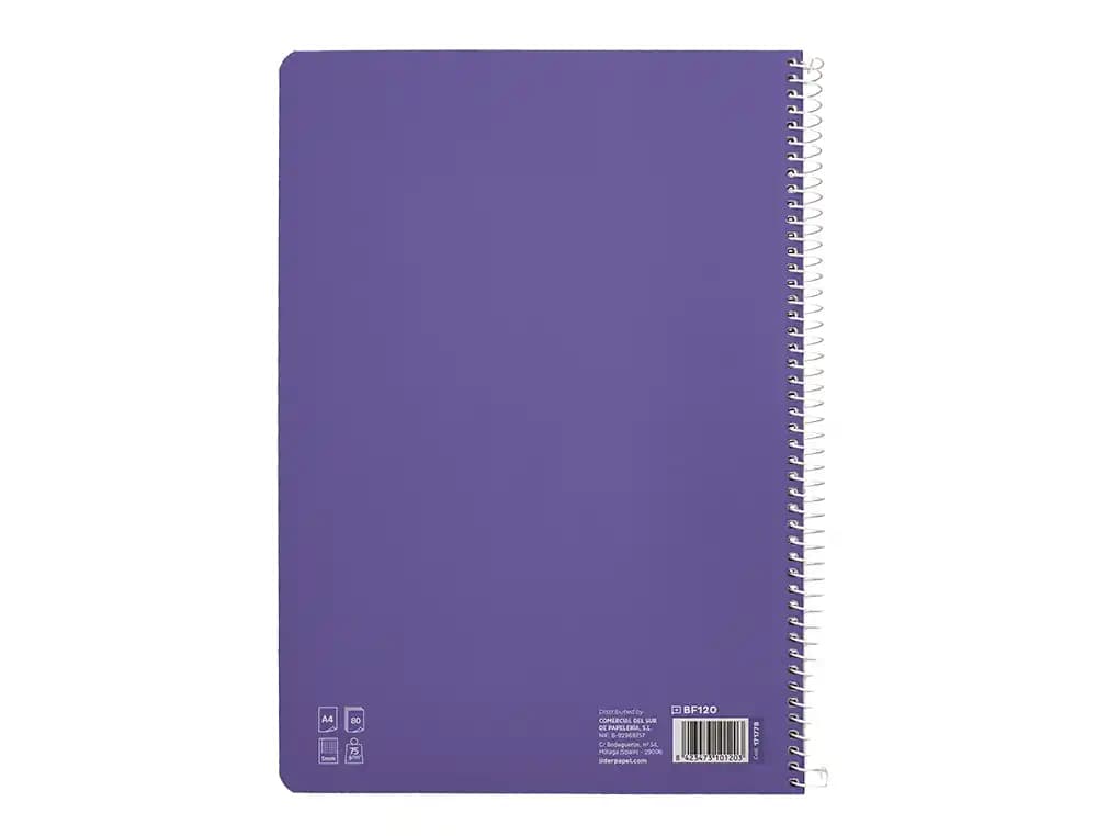 Cuaderno espiral liderpapel a4 pautaguia tapa blanda 80h 75gr cuadro pautado 5mm