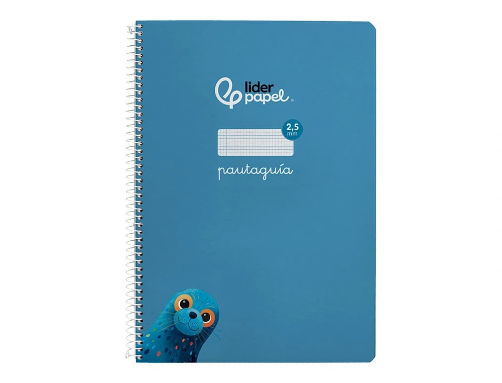 Cuaderno espiral liderpapel a4 a4 pautaguia tapa dura 80h 90 gr cuadro pautado 2,5mm color azul