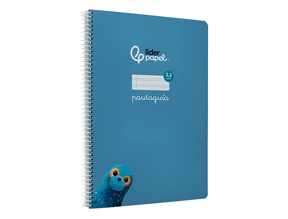 Cuaderno espiral liderpapel a4 a4 pautaguia tapa dura 80h 90 gr cuadro pautado 2,5mm color azul