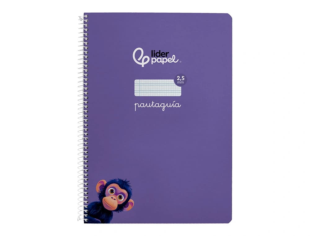 Cuaderno espiral liderpapel din a4 pautaguia tapa dura 80h 90 gr cuadro pautado 2,5mm color lila