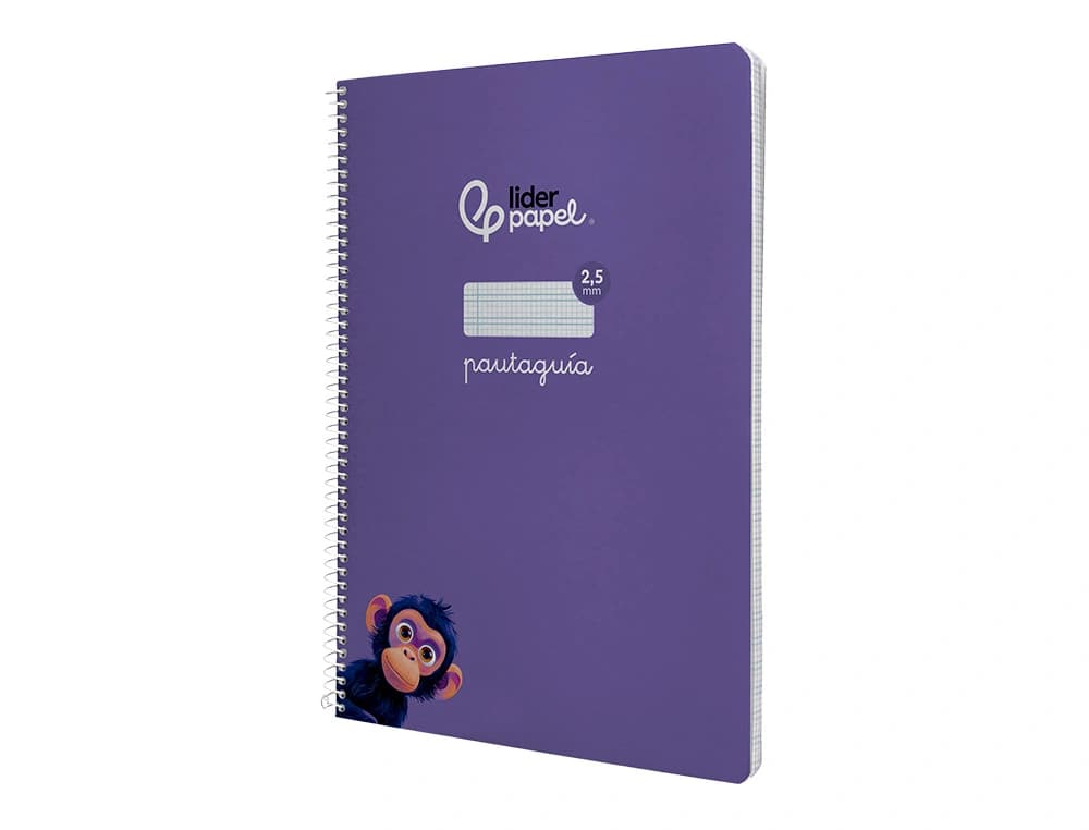 Cuaderno espiral liderpapel din a4 pautaguia tapa dura 80h 90 gr cuadro pautado 2,5mm color lila