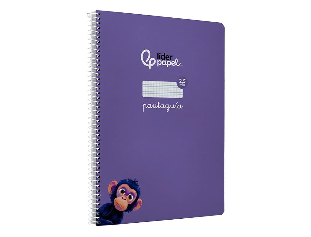 Cuaderno espiral liderpapel din a4 pautaguia tapa dura 80h 90 gr cuadro pautado 2,5mm color lila