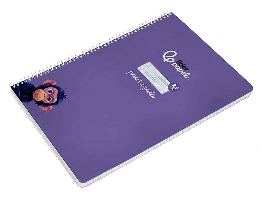 Cuaderno espiral liderpapel din a4 pautaguia tapa dura 80h 90 gr cuadro pautado 2,5mm color lila