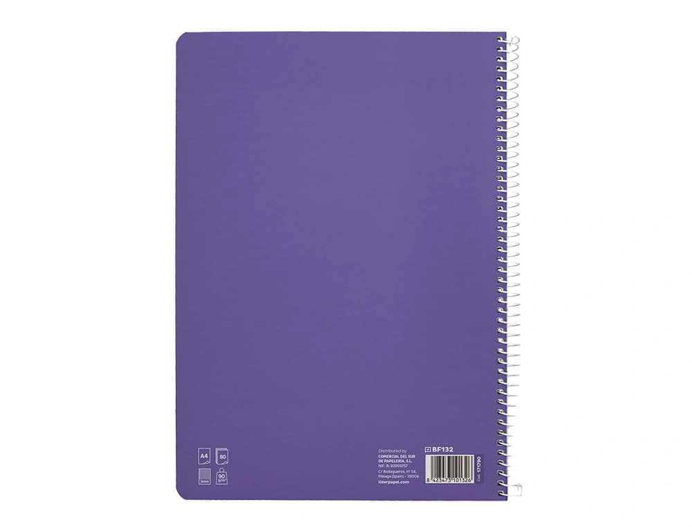 Cuaderno espiral liderpapel a4 pautaguia tapa dura 80h 90 gr cuadro pautado 3mm