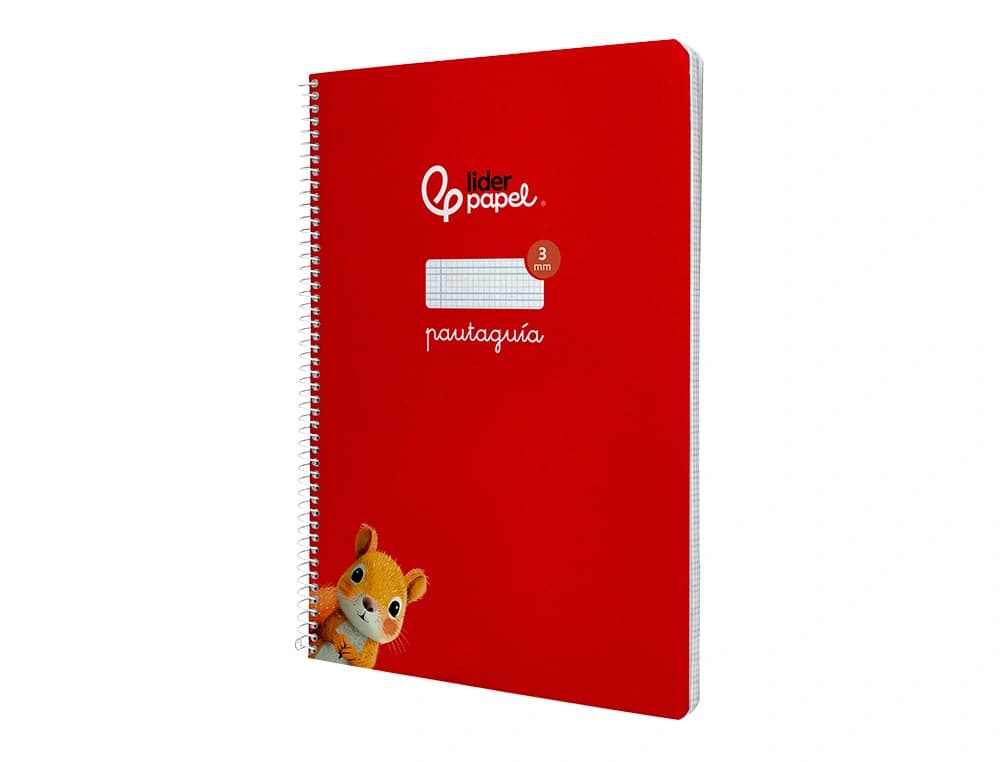 Cuaderno espiral liderpapel a4 a4 pautaguia tapa dura 80h 90 gr cuadro pautado 3mm color rojo