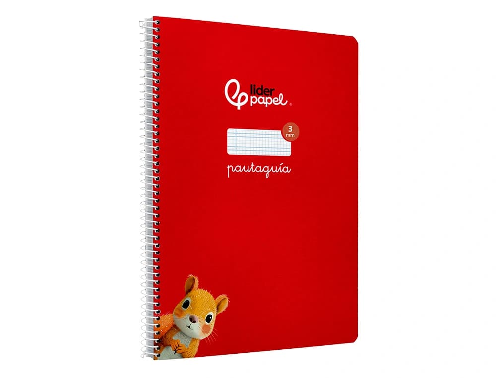 Cuaderno espiral liderpapel a4 a4 pautaguia tapa dura 80h 90 gr cuadro pautado 3mm color rojo