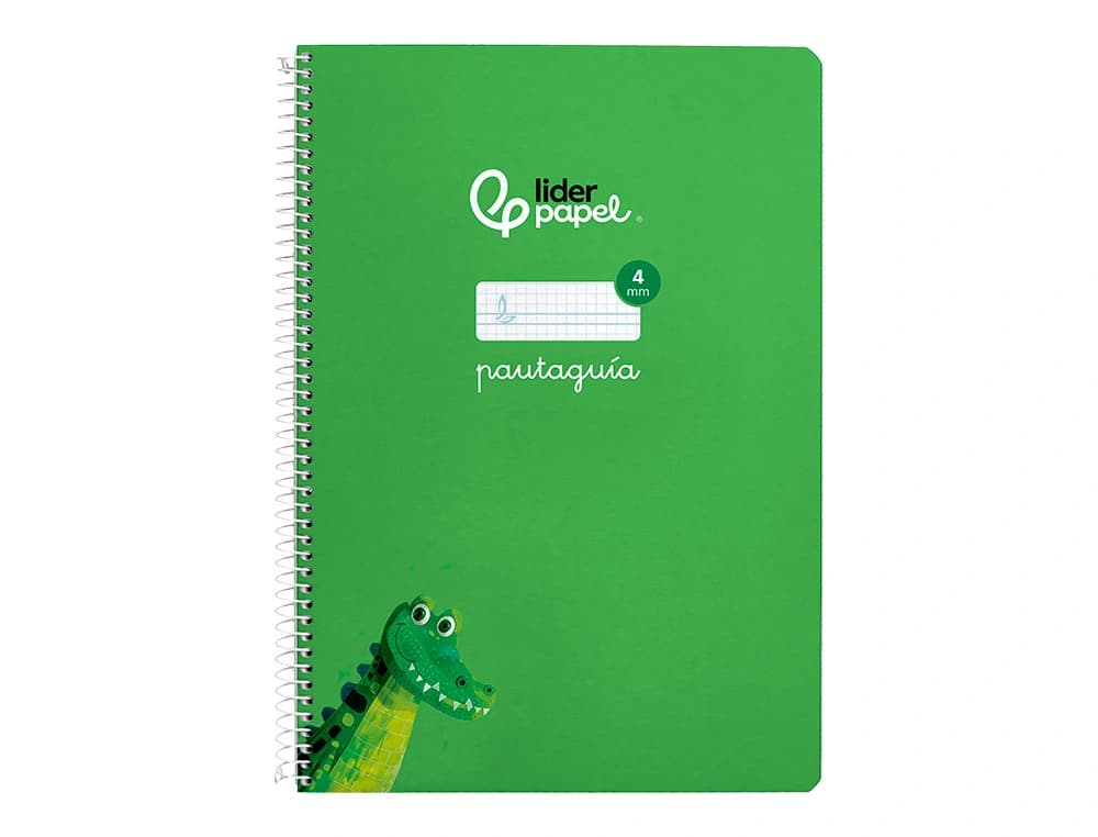 Cuaderno espiral liderpapel pautaguia tapa dura 80h 90gr cuadro pautado 4mm color