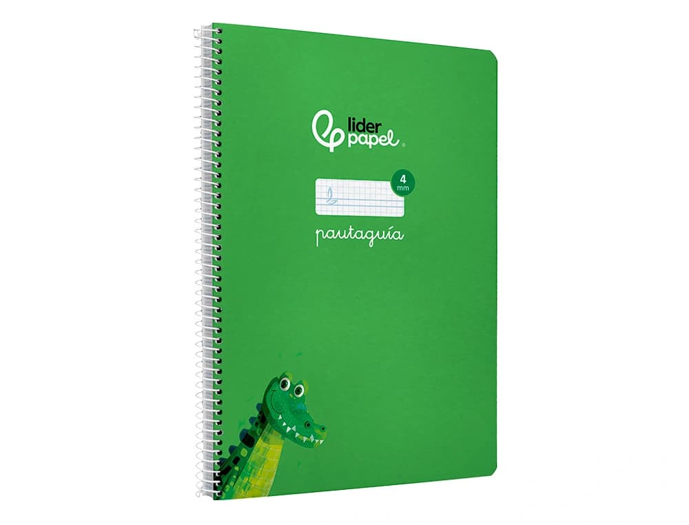 Cuaderno espiral liderpapel pautaguia tapa dura 80h 90gr cuadro pautado 4mm color