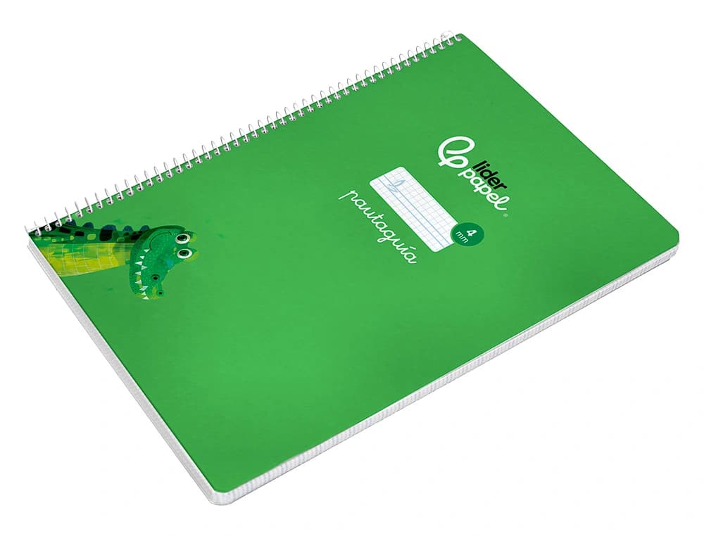 Cuaderno espiral liderpapel pautaguia tapa dura 80h 90gr cuadro pautado 4mm color