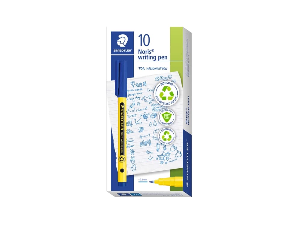 Rotulador staedtler noris writing pen 307 tinta base de agua punta fina trazo 0,6 mm