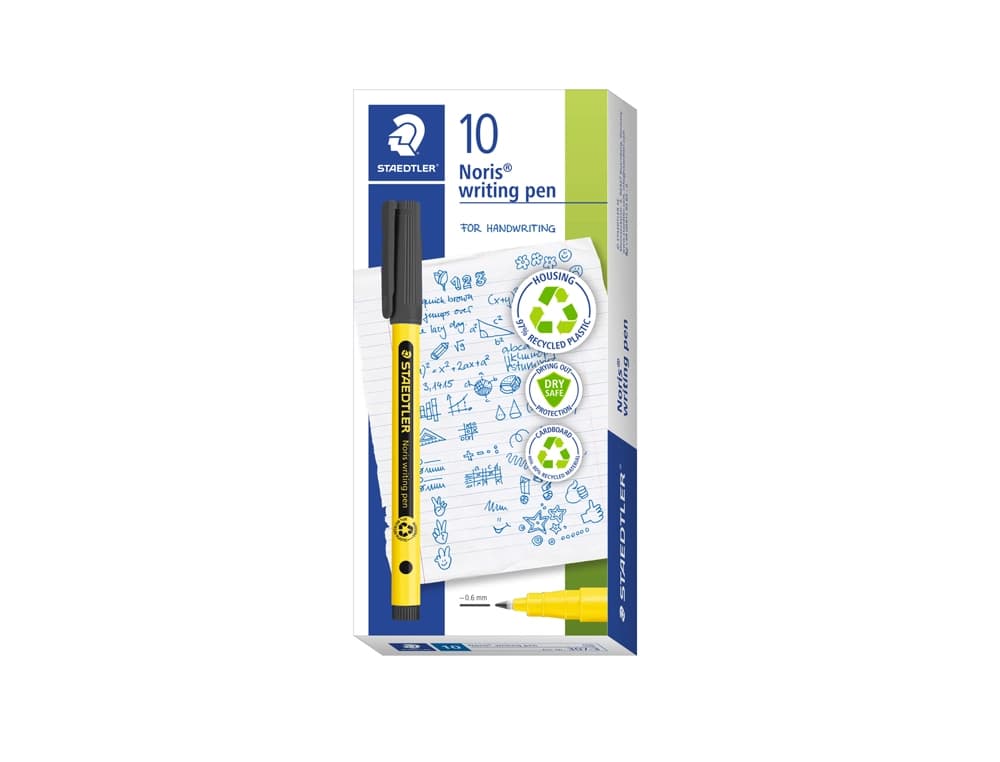 Rotulador Staedtler Noris writing pen 307 de punta fina con tinta a base de agua, trazo de 0,6 mm – Negro
