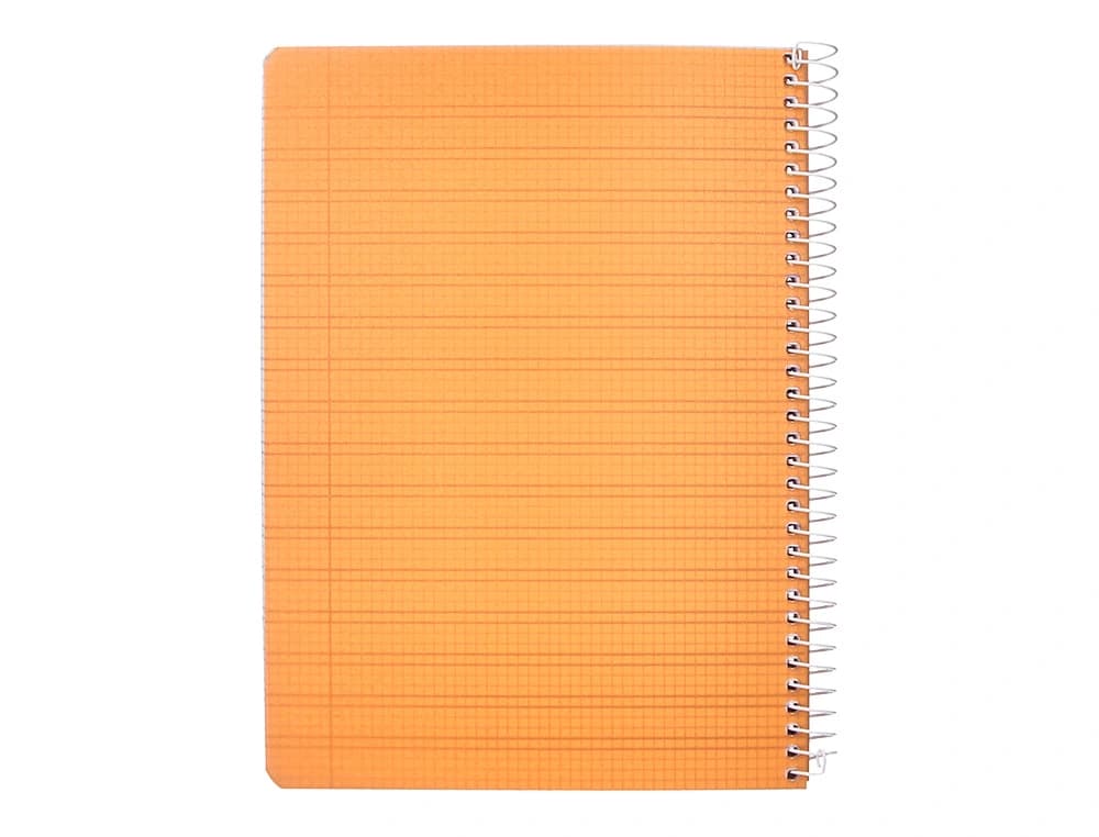 Cuaderno espiral liderpapel a5 pautaguia tapa plastico 80h 90gr cuadro pautado 3mm color naranja