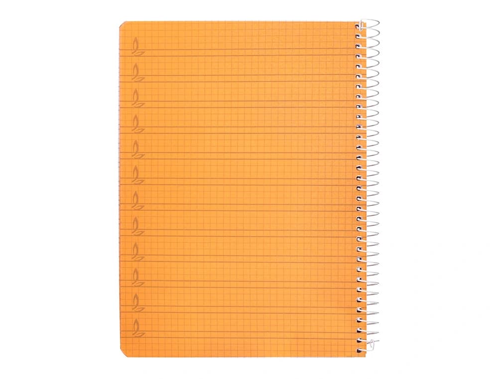 Cuaderno espiral liderpapel a5 pautaguia tapa plastico 80h 90gr cuadro pautado 4mm color naranja