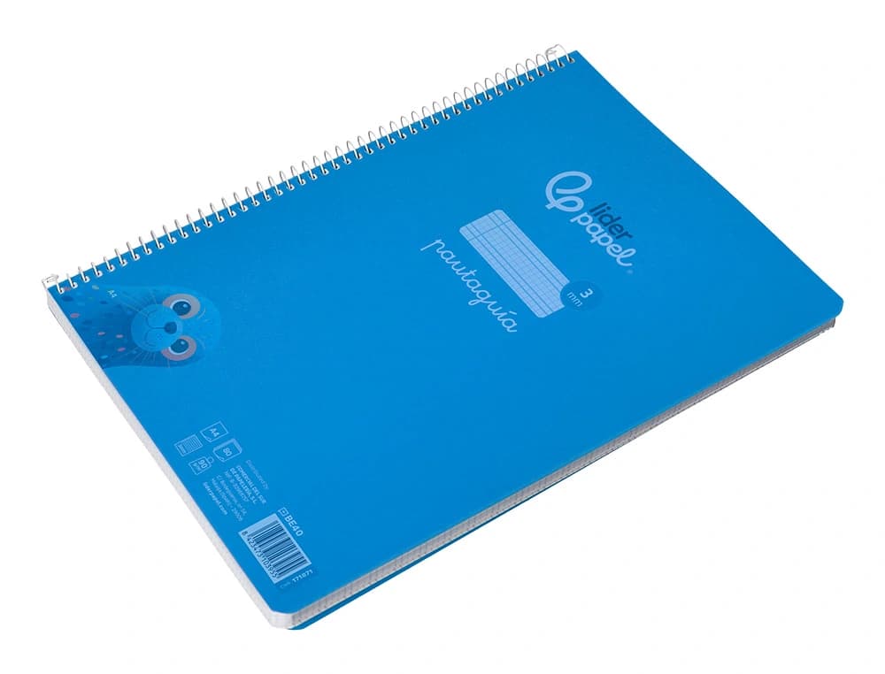 Cuaderno espiral liderpapel a4 pautaguia tapa plastico 80h 90gr cuadro pautado 3mm con margen