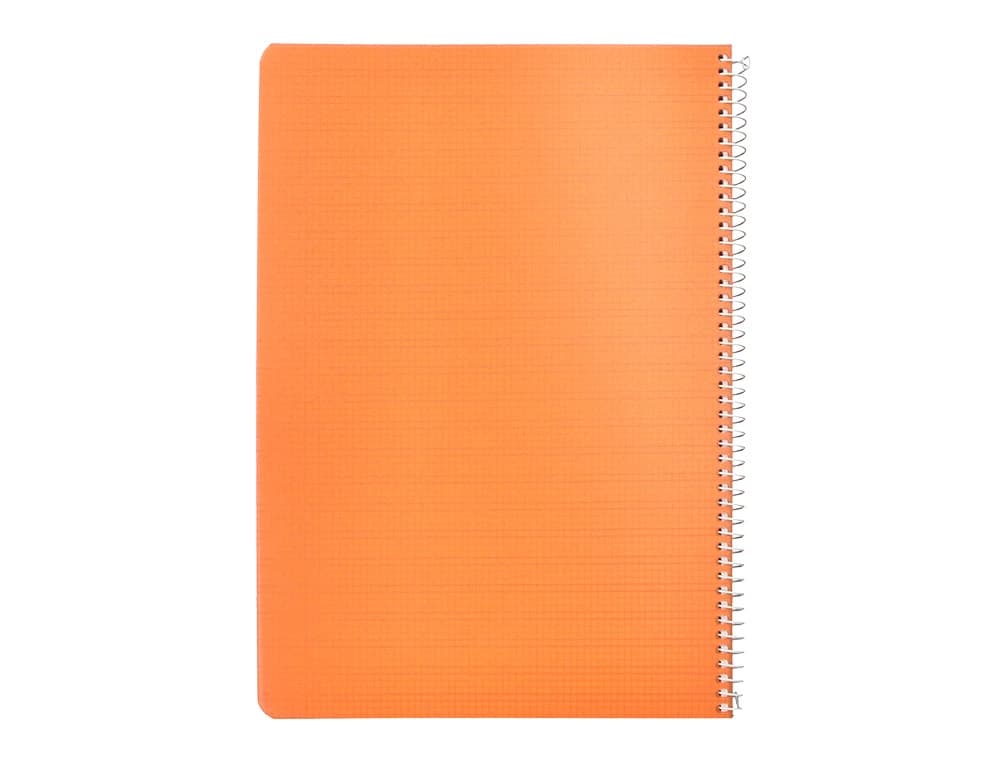 Cuaderno de espiral Liderpapel Pautaguía A4 de tapa de plástico, cuadro pautado de 3 mm con margen, 80 hojas de 90 g – Naranja