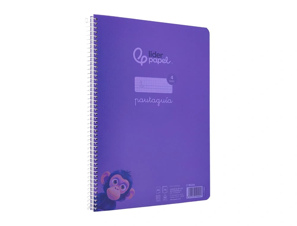 Cuaderno espiral liderpapel a4 pautaguia tapa plastico 80h 90gr cuadro pautado 4mm con margen