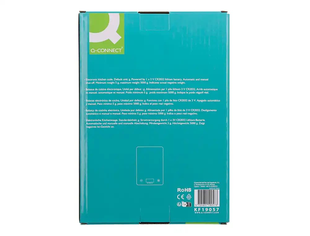 Bascula precision q-connect digital con pantalla lcd precision 1 gr capacidad de 5 gr a 5 kg 200x135x16mm