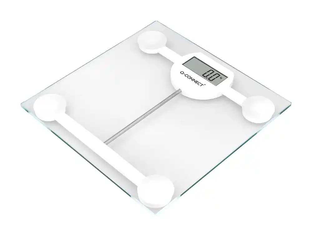 Bascula baño q-connect digital con pantalla lcd precision 100 gr capacidad de 5 kg a 180 kg 300x300x22mm