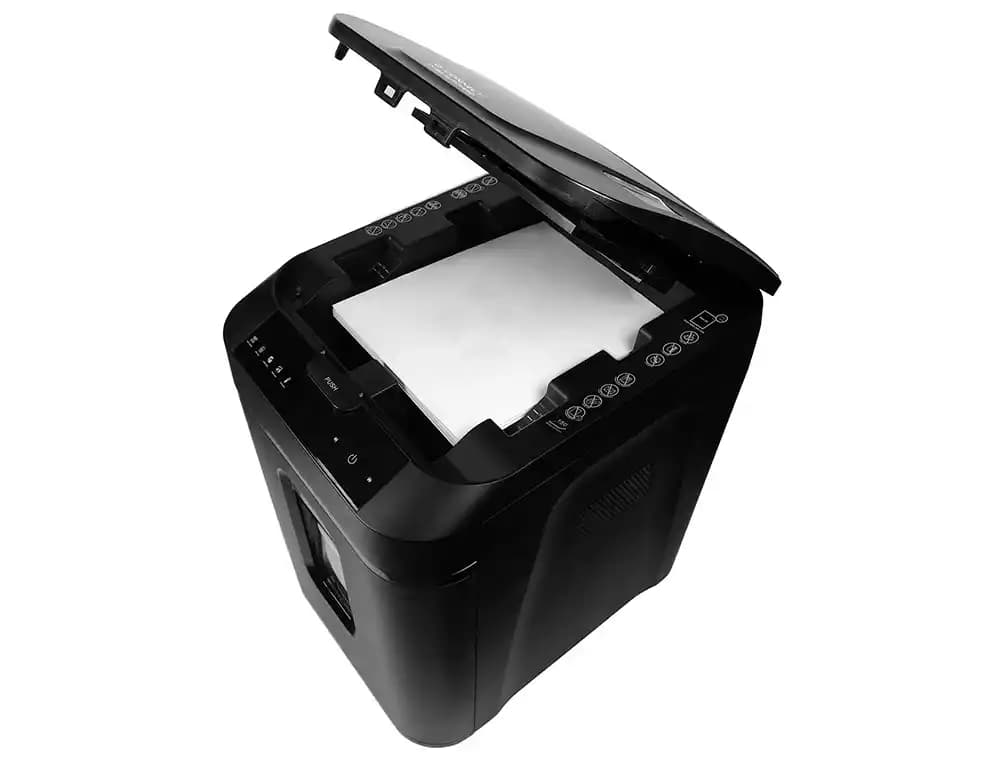 Destructora de documentos q-connect capacidad corte 180 h auto / 10 h manual destruye grapas clips y tarjetas