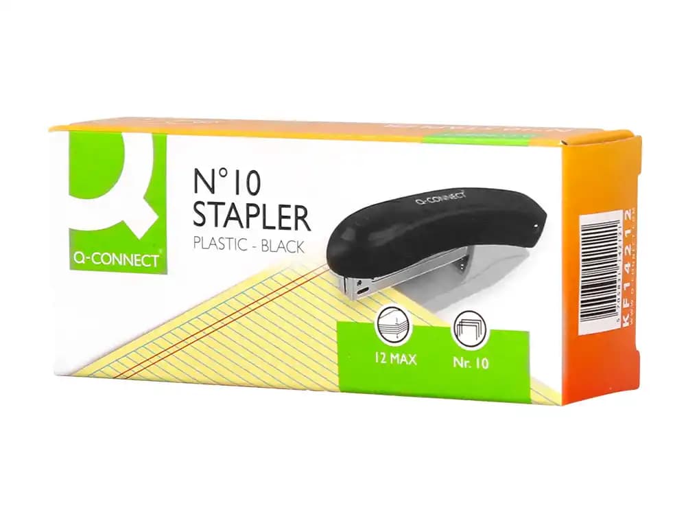 Grapadora q-connect kf14212 plastico capacidad 10 hojas usa grapas numero 10