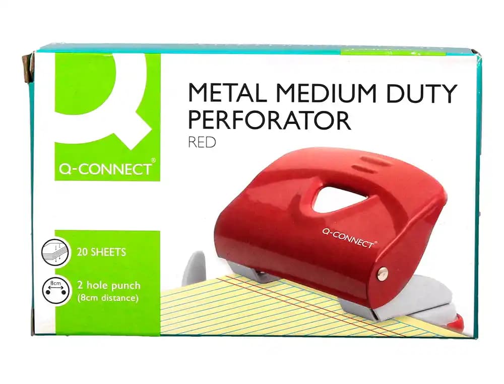 Taladrador q-connect kf14219 rojo abertura 2 mm capacidad 20 hojas