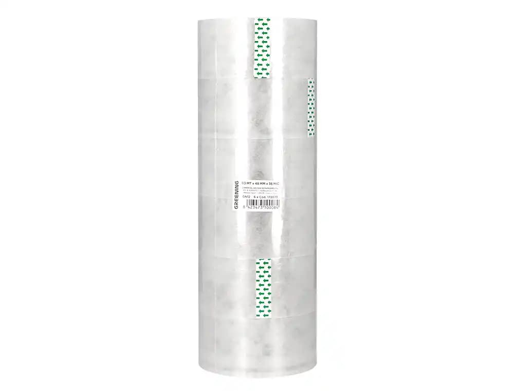 Cinta adhesiva greening polipropileno transparente 60 m x 48 mm para embalaje