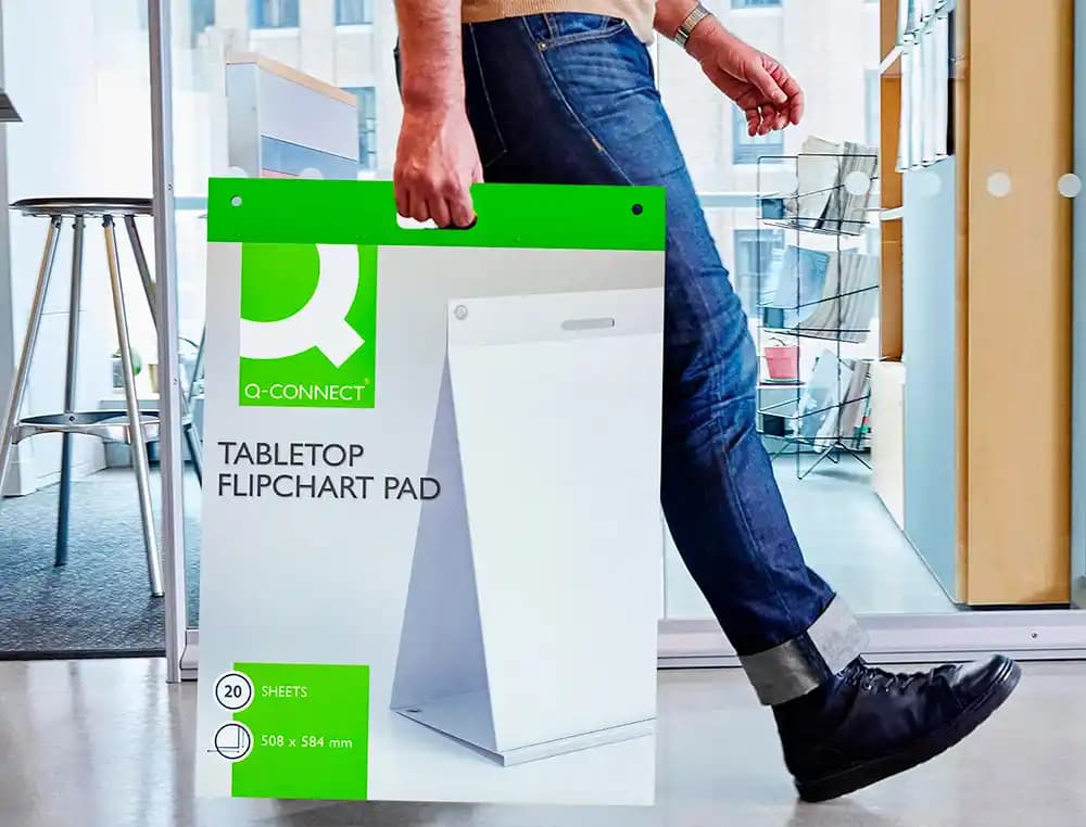 Bloc congreso q-connect liso autoadhesivo sobremesa 508x584 mm 20 hojas papel blanco de 75g/m2 fsc