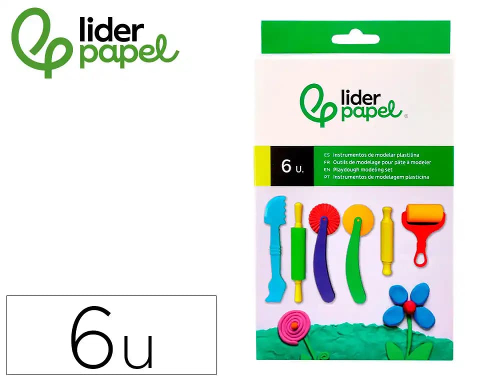 Liderpapel Instrumentos de modelar Liderpapel para plastilina, caja de 6 piezas surtidas