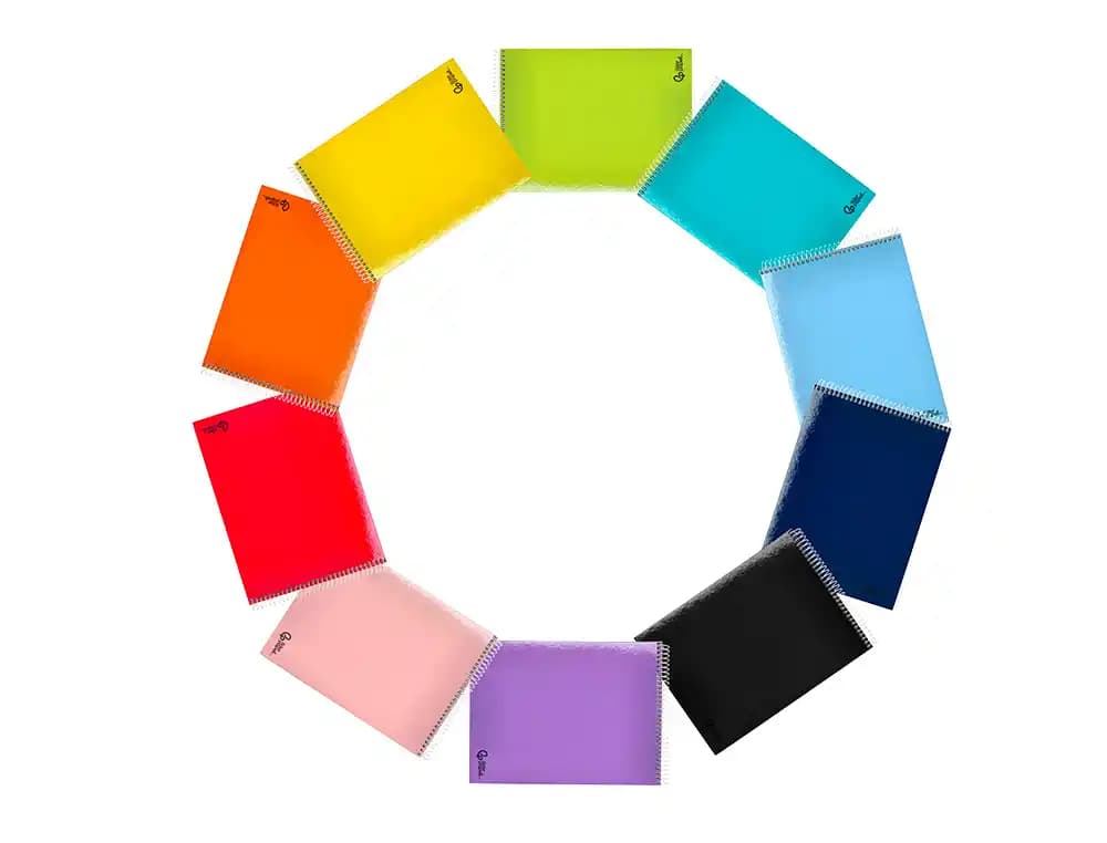 Cuaderno espiral liderpapel din a5 apaisado smart tapa blanda 80h 75gr cuadro 4mm con margen colores surtidos