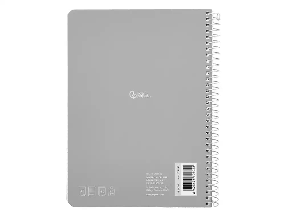 Cuaderno espiral liderpapel a5 smart tapa blanda 80h 75gr cuadro 8mm con margen colores surtidos