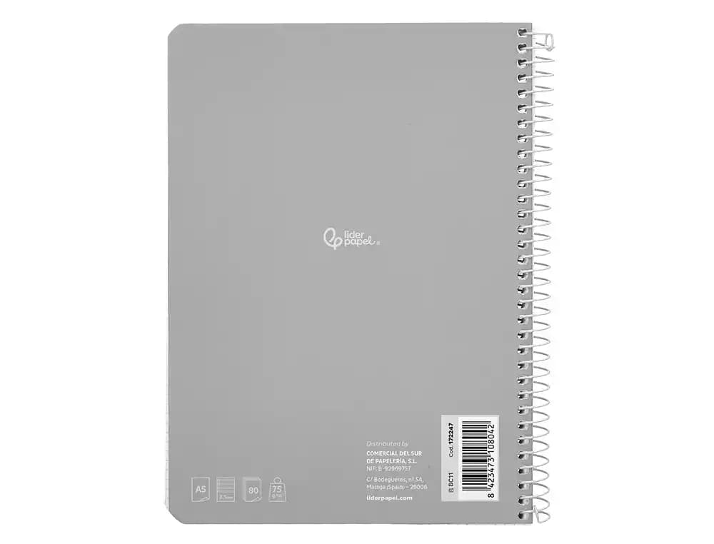 Cuaderno espiral liderpapel smart tapa blanda 80h pauta 3,5mm con margen colores surtidos